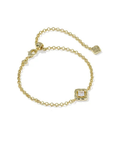 KENDRA SCOTT MALLORY CRYSTAL DELICATE CHAIN BRACELET GOLD WHITE CZ