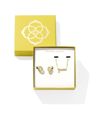 KENDRA SCOTT MAMA & CAILIN GIFT SET GOLD WHITE CRYSTAL