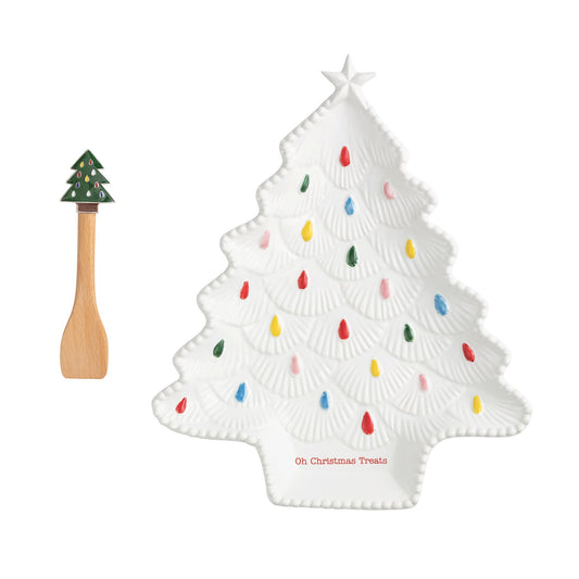 MUD PIE CHRISTMAS TREE COOKIE PLATE SET