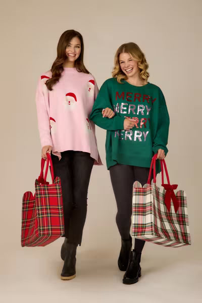 MUD PIE HOLIDAY JACQUARD ONE SIZE SWEATER