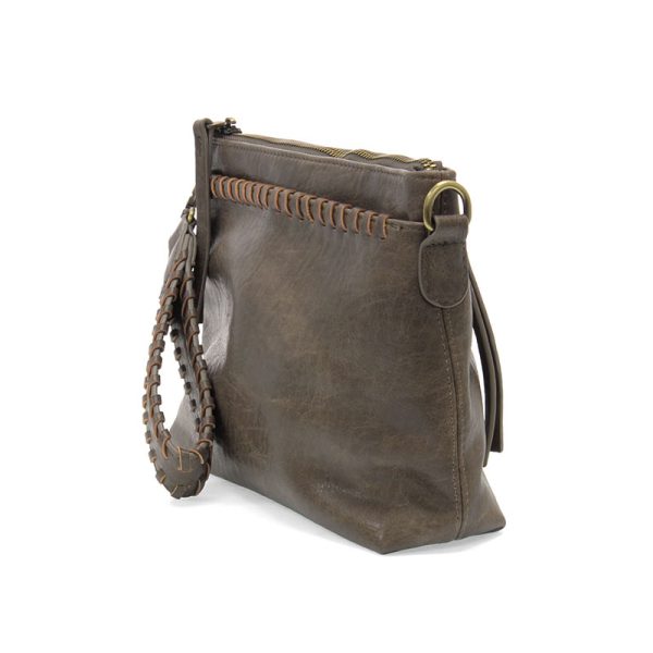 Joy Susan Oakley Whipstitch Topzip Wristlet & Crossbody-Taupe