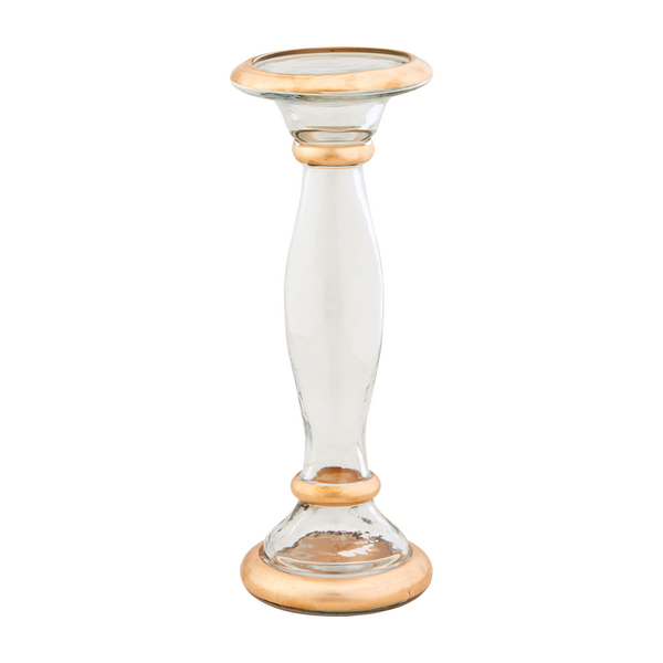 MUD PIE SMALL GOLD GLASS CANDLESTICK