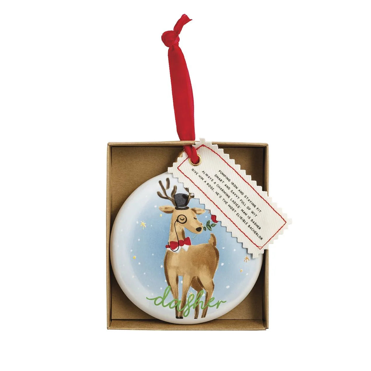 MUD PIE DASHER REINDEER BOXED ORNAMENT