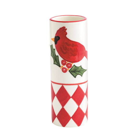 MUD PIE CARDINAL PAINTED STEM VASE