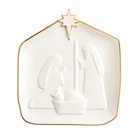 MUD PIE GOLD EDGE NATIVITY PLATTER
