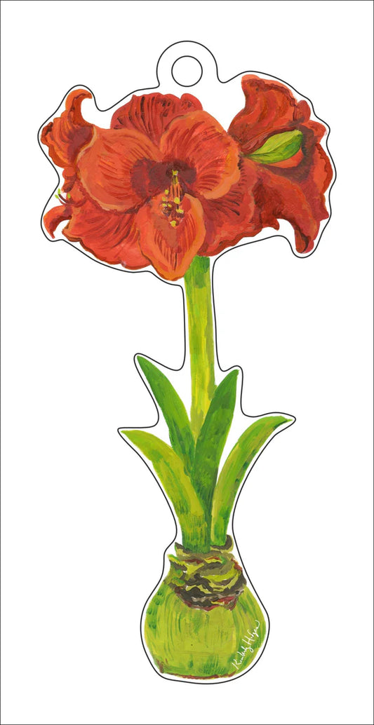 Kimberly Hodges Art and Design Red Orange Amaryllis Ornament