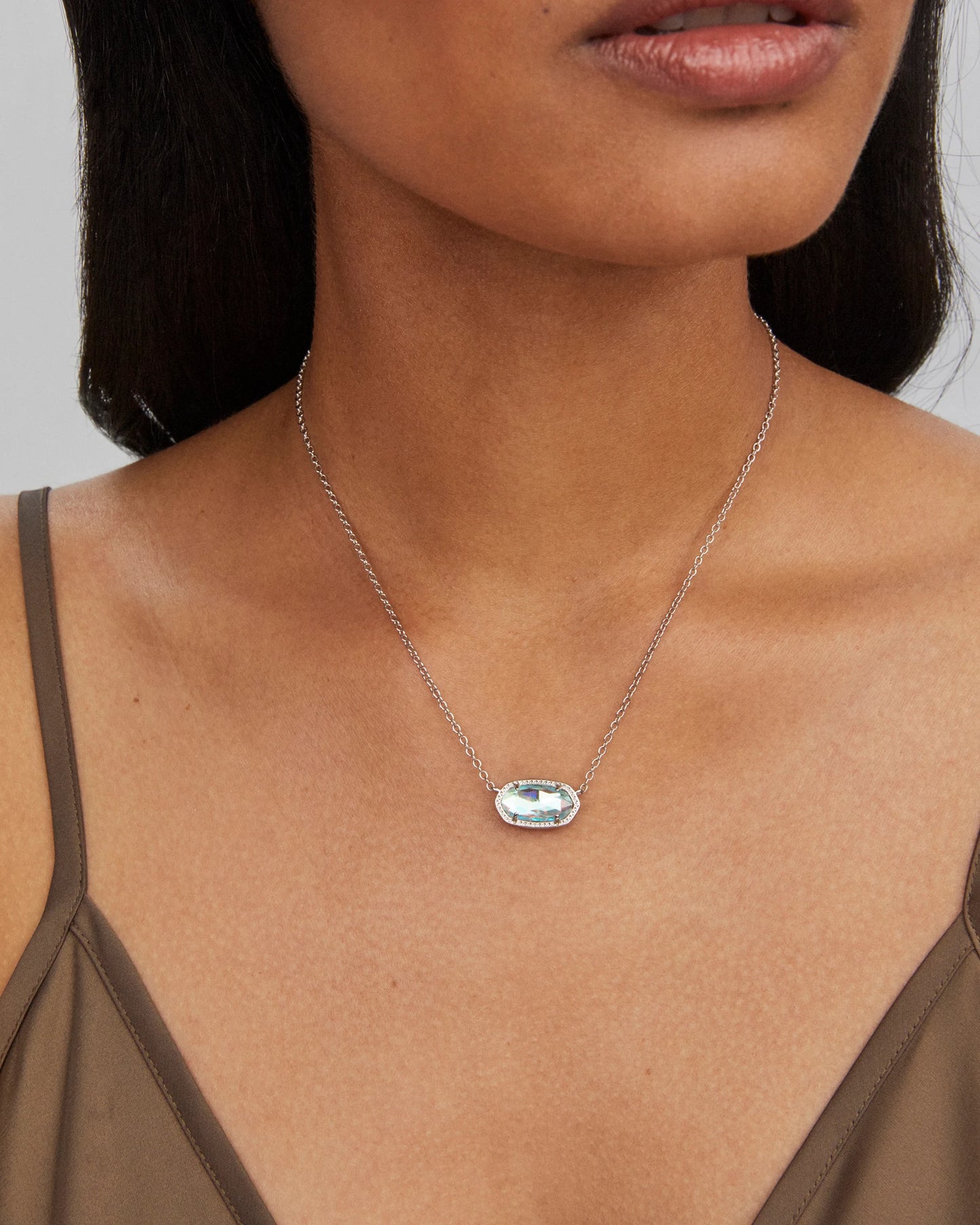Kendra Scott Elisa Silver Pendant Necklace in Dichroic Glass