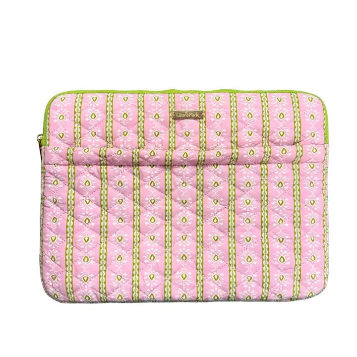 Laura Park Designs Rosemary Stripe Pink Quilted Laptop Case