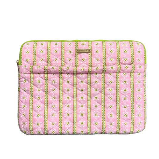 Laura Park Designs Rosemary Stripe Pink Quilted Laptop Case