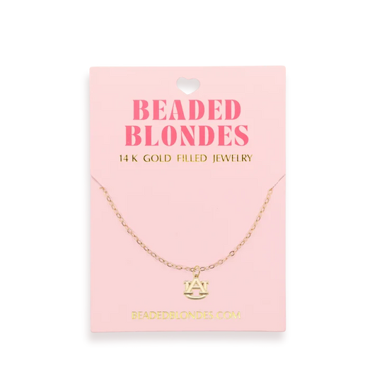 Beaded Blondes Auburn Logo Charm Necklace