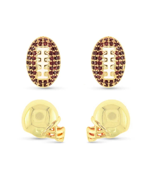 AMANDA BLU GOLD CZ FOOTBALL EARRINGS DUO
