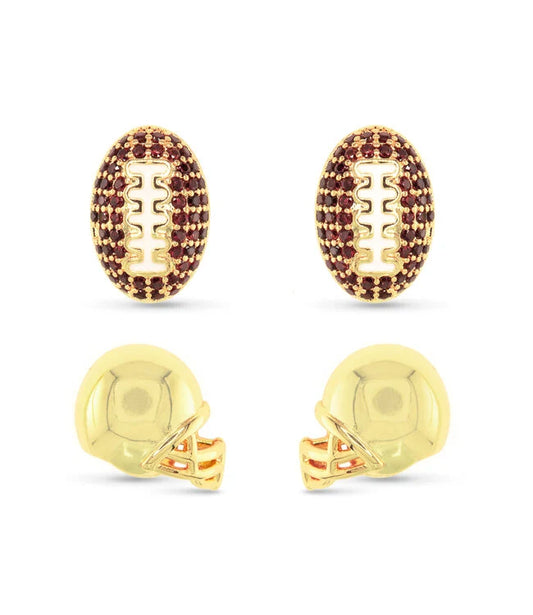 AMANDA BLU GOLD CZ FOOTBALL EARRINGS DUO