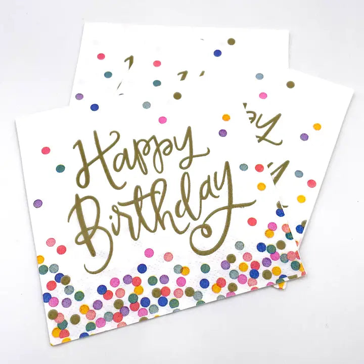 Soiree-Sisters Birthday Cocktail Napkins | Happy Birthday (Script) - 20ct