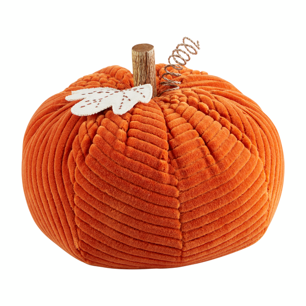 MUD PIE ORANGE CORDUROY PUMPKIN SITTER