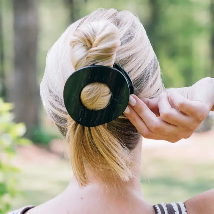 Teleties Jet Black | Large | Flat Circle Hair Clip