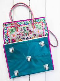 Natural Life Rolling Tote Bag-XL Lt. Taupe Folk Flower