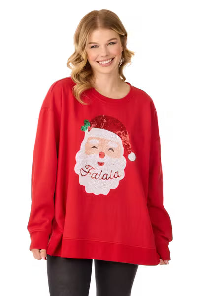 MUD PIE SANTA SPARKLE ONE SIZE SWEATSHIRT