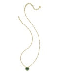 KENDRA SCOTT BELLA SHORT PENDANT NECKLACE GOLD DARK GREEN CRYSTAL