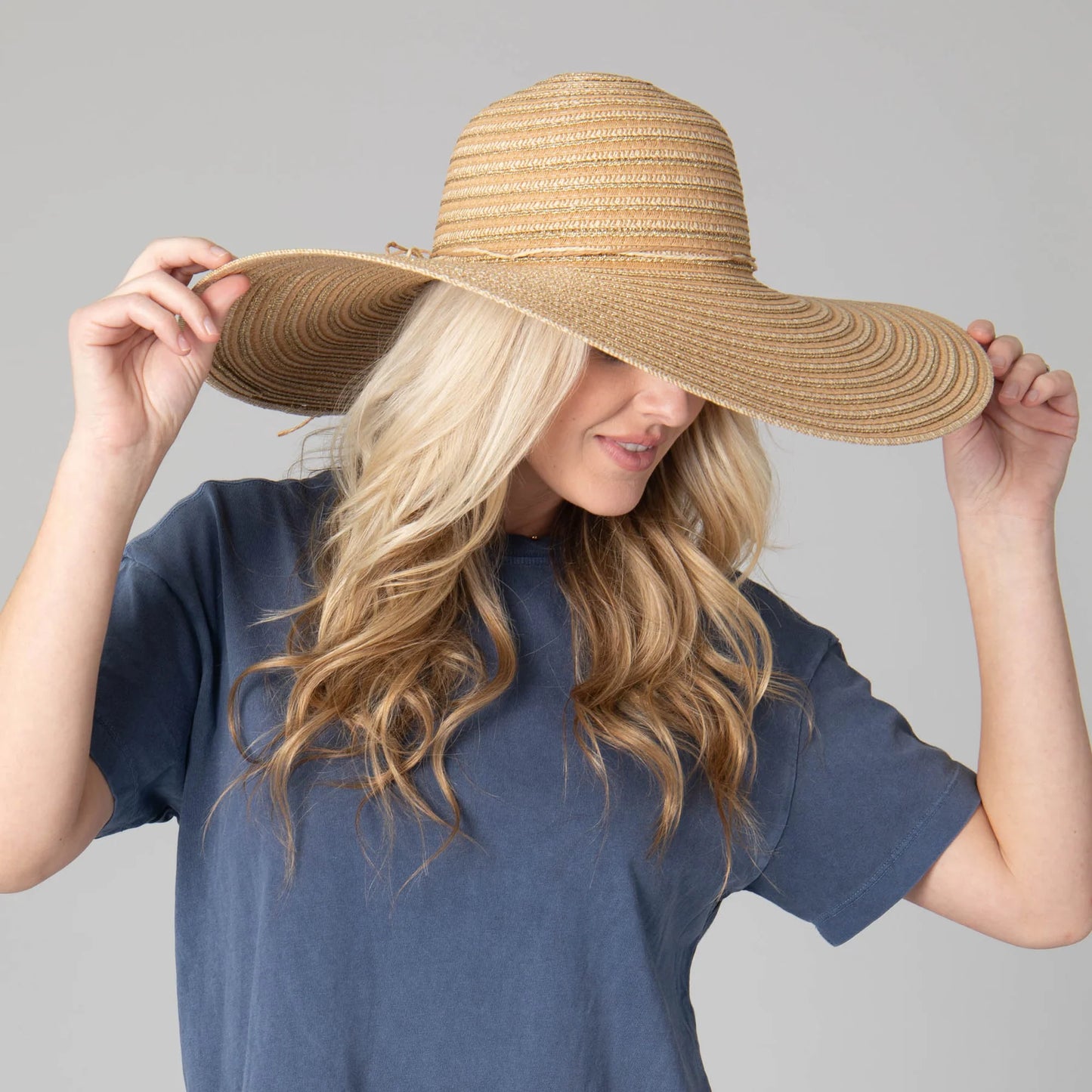 San Diego Hat Wide Brim Women's Floppy Sun Hat with Gold Lurex