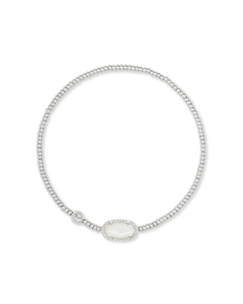 Kendra Scott Grayson Silver Stretch Bracelet in Ivory Mother-of-Pearl