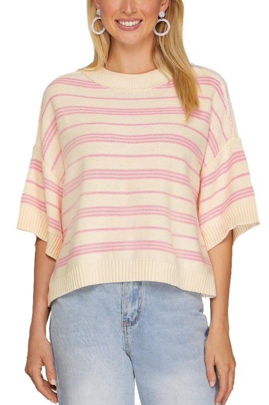 She + Sky Striped Knit Sweater Top
