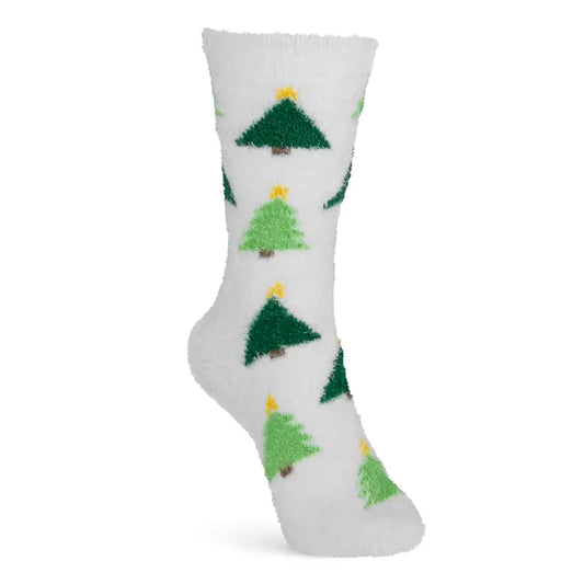 Amanda Blu Christmas Winter Fuzzy Socks-Trees
