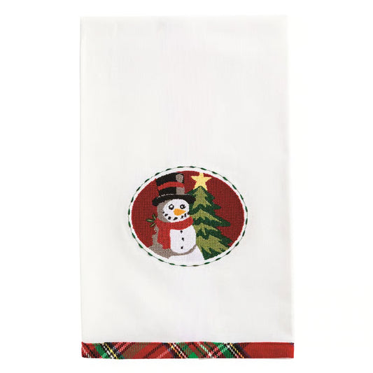 MUD PIE Snowman Needlepoint Christmas Towel