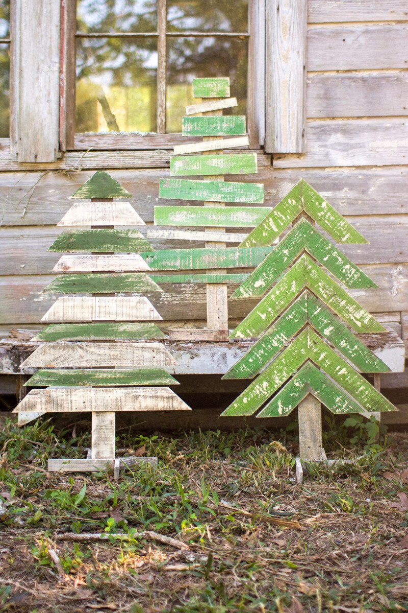 Kalalou Recycled Wood Trees with Stands