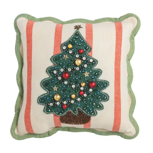 MUD PIE MINI CHRISTMAS TREE BEADED PILLOW
