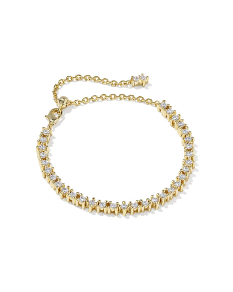 KENDRA SCOTT FATE TENNIS BRACELET GOLD WHITE CZ