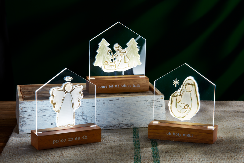 MUD PIE HOLY FAMILY LIGHT-UP PLAQUE