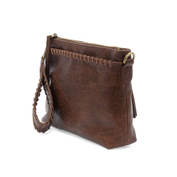 Joy Susan Oakley Whipstitch Topzip Wristlet & Crossbody-Saddle