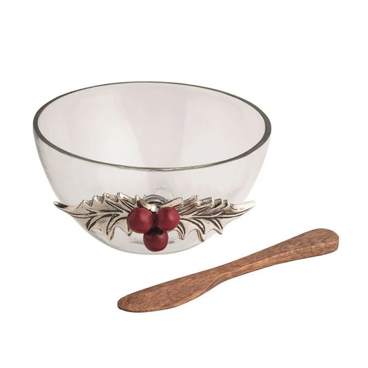 Mud Pie Holly Glass Tidbit Bowl Set