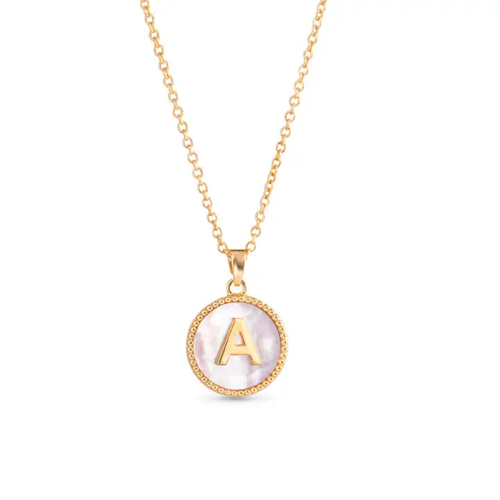 AMANDA BLU GOLD MOTHER OF PEARL INITIAL NECKLACE