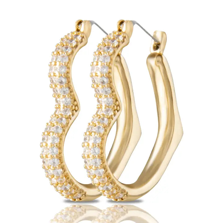 Amanda Blu Gold Cz Heart Hoop Earrings