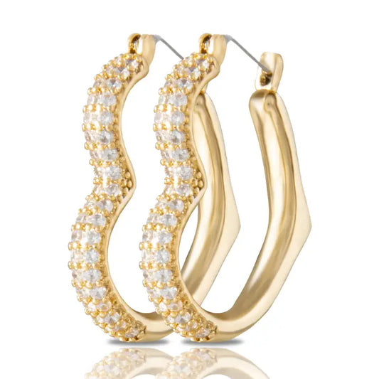 Amanda Blu Gold Cz Heart Hoop Earrings