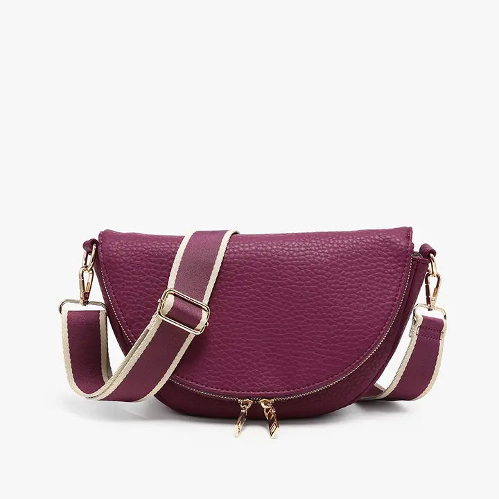Jen & Co Alessandra Foldover Crescent Crossbody-Dark Damson