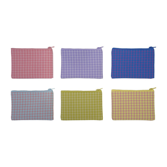 HAZEL MAZEL 6-1/2"L x 4"W Cotton Zip Pouch
