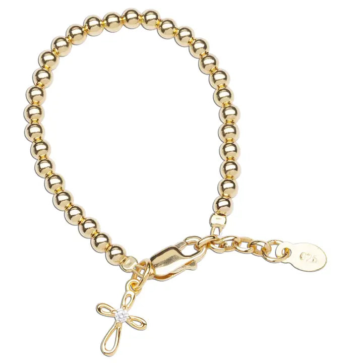 Cherished Moments Kids 14K Gold-Plated Cross Bracelet Baby Girl Baptism Gift
