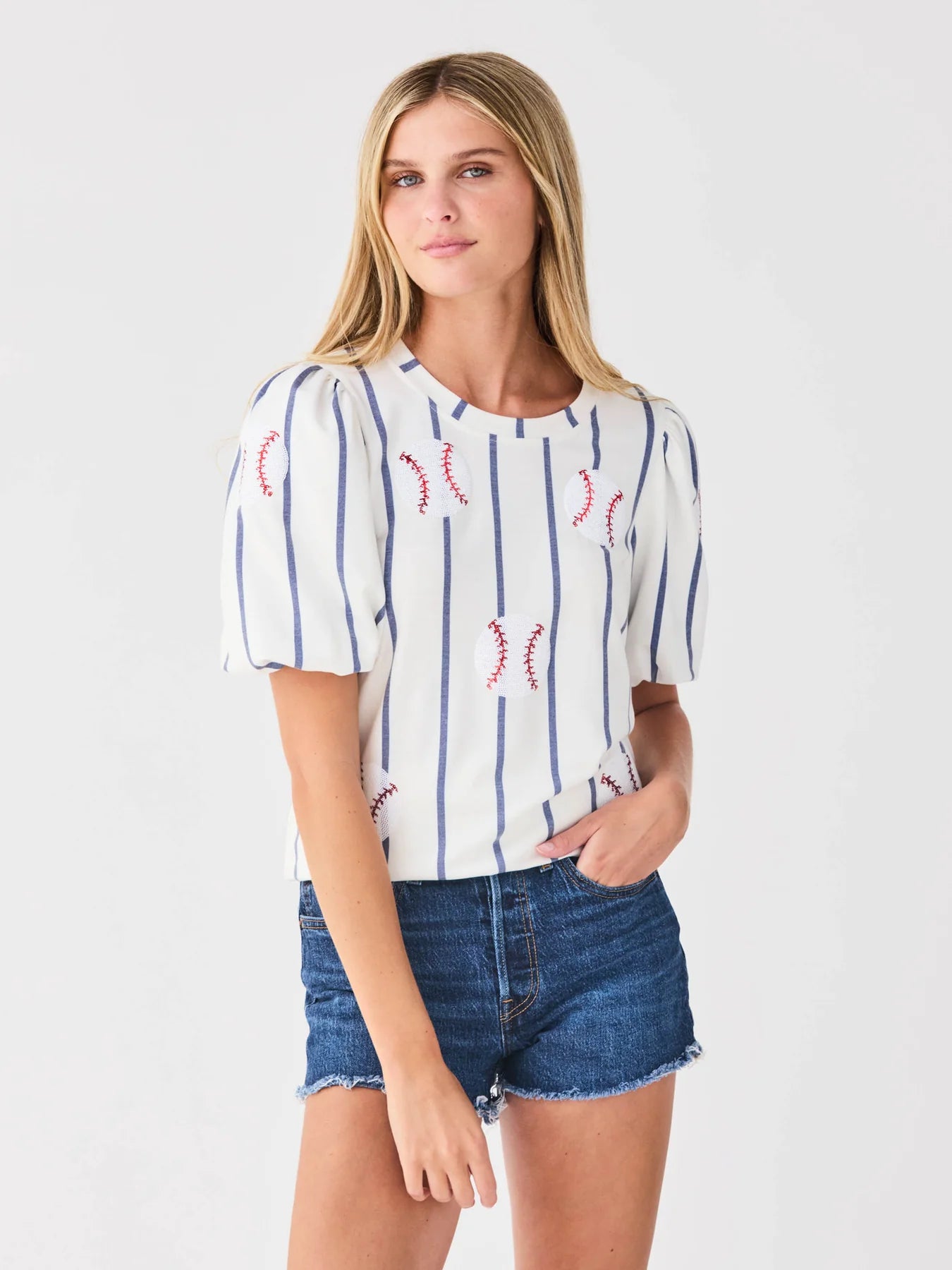 Mary Square Tina Top | Sequin Baseball
