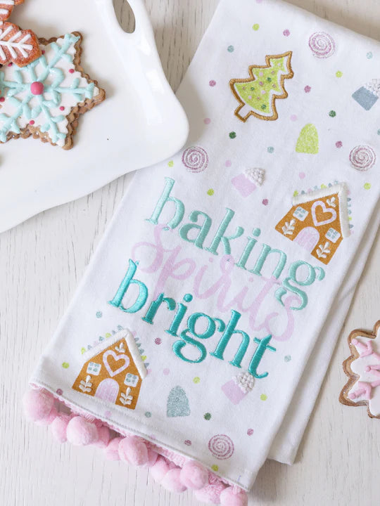 Mary Square Embellished Tea Towel | Baking Spirits Bright