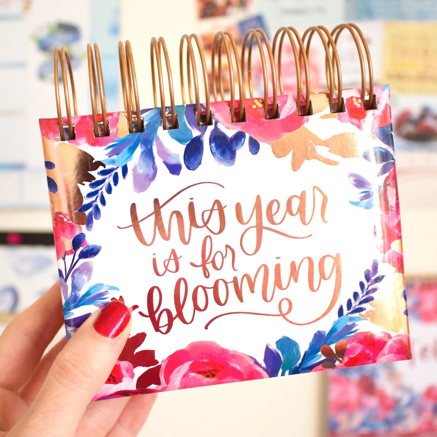 bloom Daily Planners Inspirational Perpetual Desk Easel, Hand-lettered