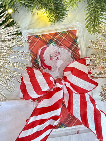 MUD PIE SANTA TARTAN GUEST TOWEL & CADDY SET