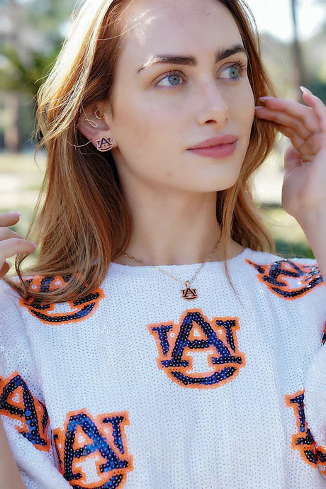 Canvas Style Auburn Tigers Enamel Pendant Necklace