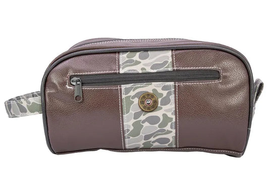 ZEP-PRO SHOT SHELL GREEN PEBBLE OLD SCHOOL CAMO MEN'S TOILETRY DOPP BAG.