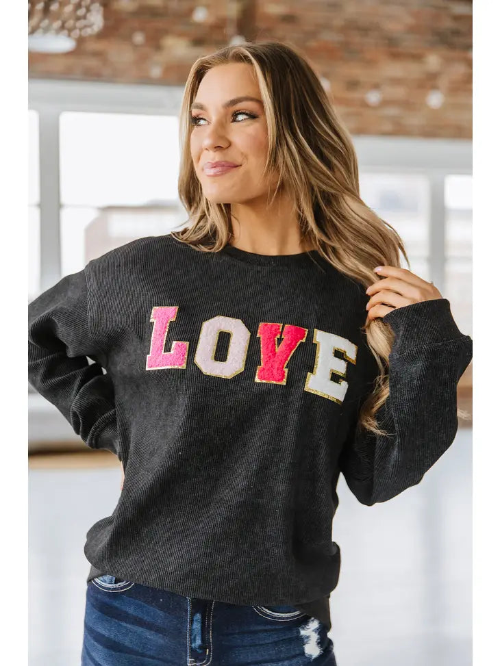 Liam & Company Love Cord Oversized Sweatshirt S-2XL