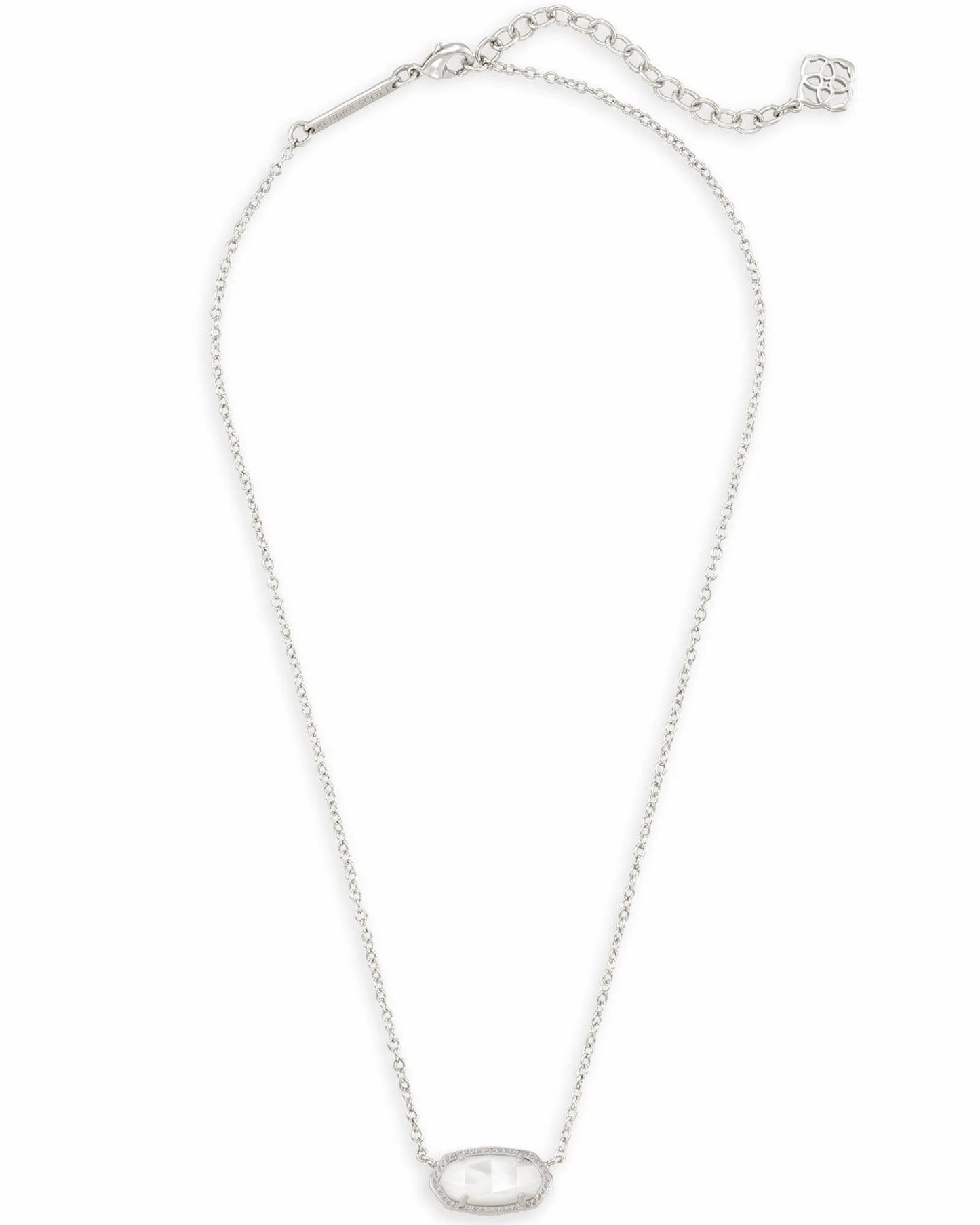 Kendra Scott Elisa Silver Pendant Necklace in Ivory Mother-of-Pearl