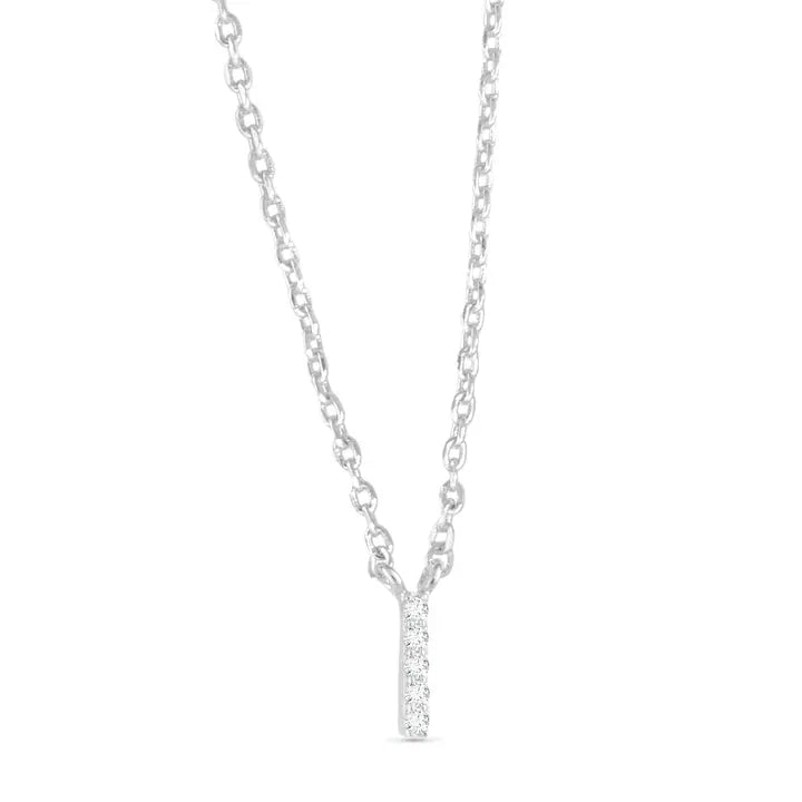 Amanda Blu Silver Cz Initial Necklace - I