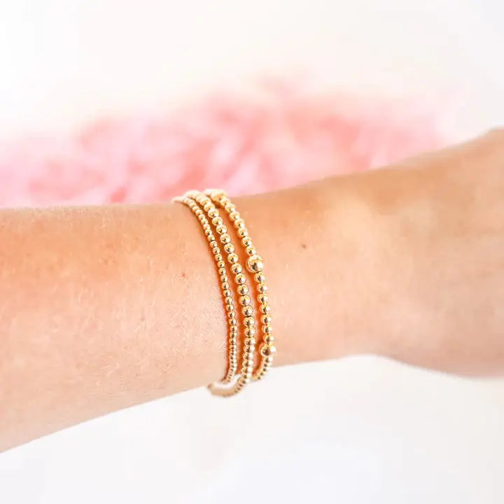 Beaded Blondes Olive + 2mm + 3mm Bracelet Stack in Gold