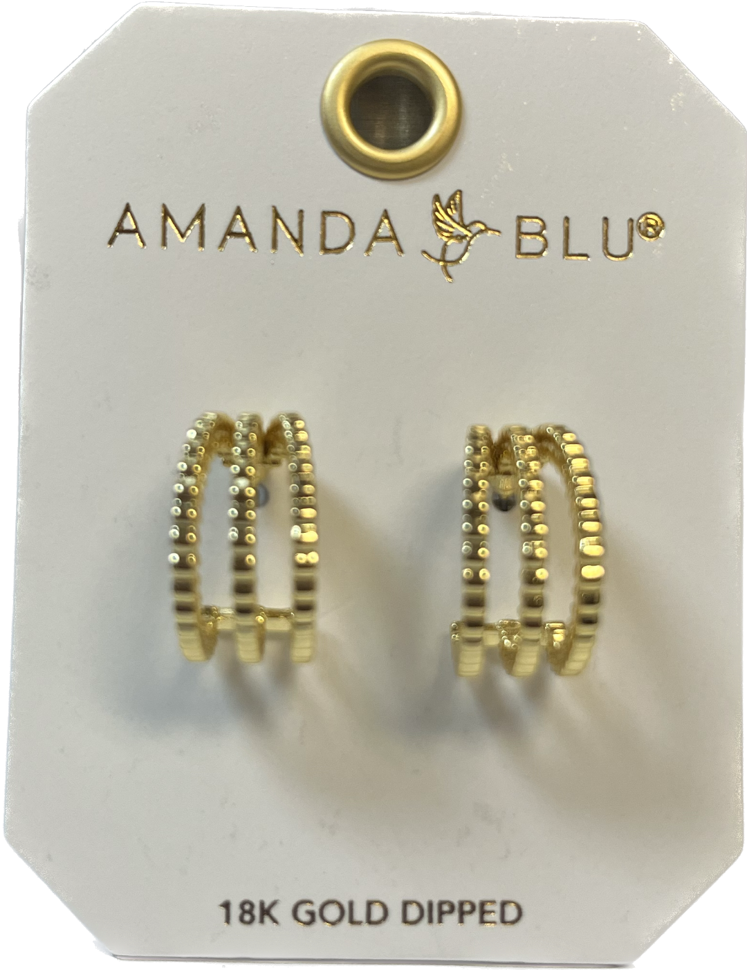 Amanda Blu Gold Mia Polished Triple Hoop Huggie